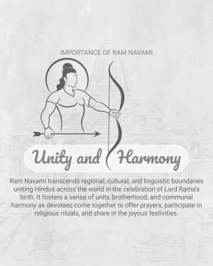 Illustration of Lord Rama with a bow and arrow, emphasizing Unity and Harmony for Ram Navami