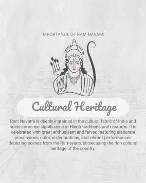 Image depicting Lord Rama with text about the cultural significance of Ram Navami