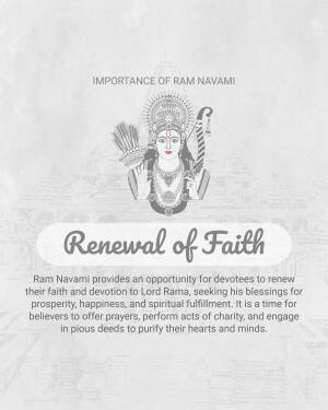 Image depicting Lord Rama with text about the importance of Ram Navami