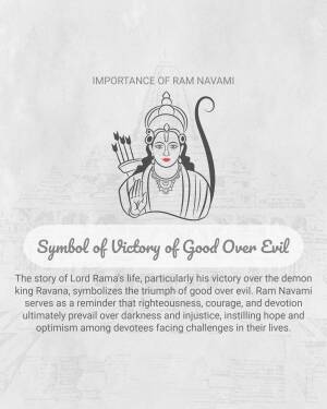 Illustration of Lord Rama with bow and arrow, symbolizing the victory of good over evil.