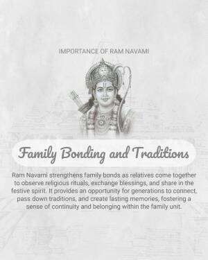 Image depicting Lord Rama with text about the importance of family bonding during Ram Navami.