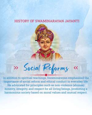Image depicting Swaminarayan and highlighting his emphasis on social reforms.