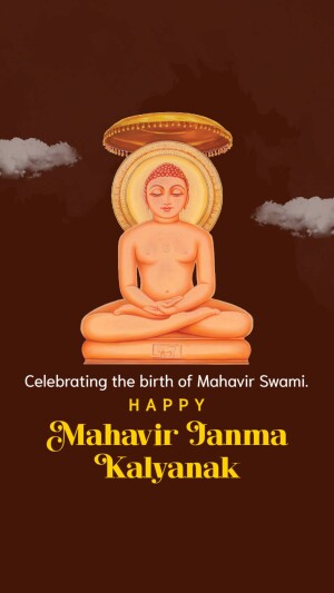 Lord Mahavir in meditation, celebrating Mahavir Janma Kalyanak
