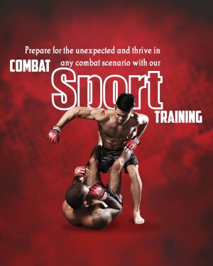 A muscular man practicing a combat sport technique, with a red and black background.
