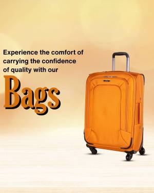 Orange rolling suitcase with wheels and handle