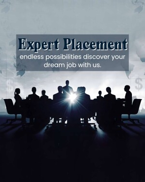 Silhouettes of people around a conference table with text 'Expert Placement, endless possibilities discover your dream job with us.'