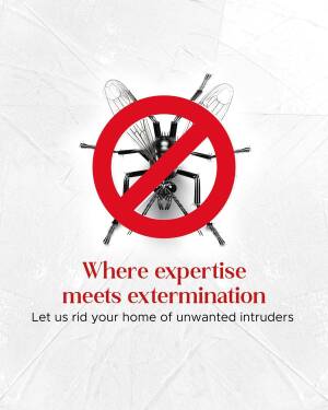 Red 'No' symbol over a mosquito image with pest control company tagline.