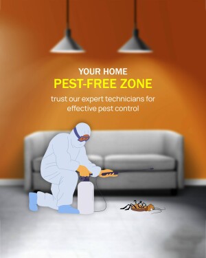 Illustration of a pest control technician spraying a living room