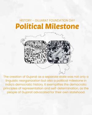 Image commemorating Gujarat Foundation Day, highlighting its political significance.