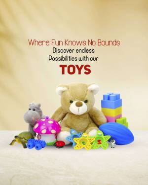 Assortment of colorful toys including a teddy bear, building blocks, and other playthings.