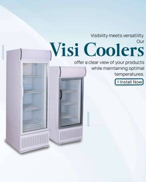 Two white Visi Coolers with glass doors, showcasing product visibility and temperature control.
