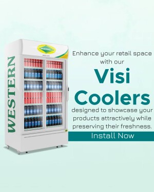 Western Visi Cooler refrigerator filled with beverages in a retail setting