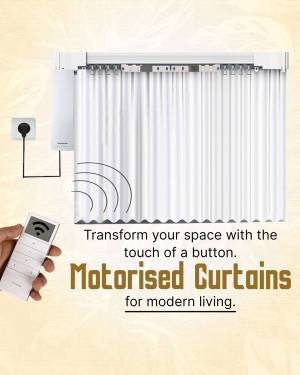 Image of motorized curtains with remote control and power outlet