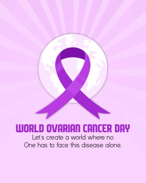 Purple ribbon with a globe background for World Ovarian Cancer Day