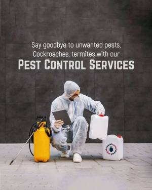 Pest control worker in protective suit spraying insecticide