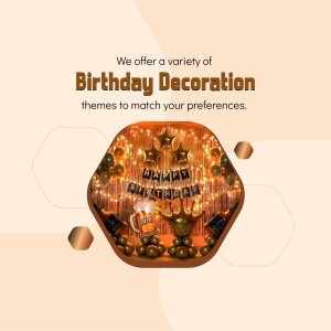 Image showcasing a birthday decoration setup with balloons and lights.