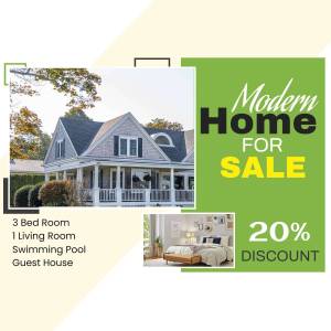Real estate advertisement for a modern home with a discount offer.