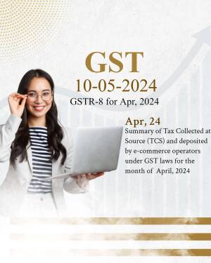 Woman with laptop and GST information