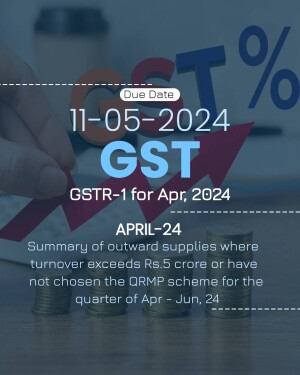 GST return filing reminder for April 2024, showing due date and details.