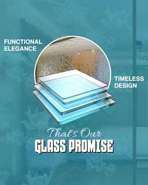 Stack of glass trays with text overlay 'Functional Elegance' and 'Timeless Design'