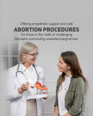 Doctor and patient discussing abortion options with a fetal model.