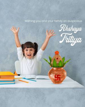 A young girl celebrating Akshaya Tritiya with traditional elements.