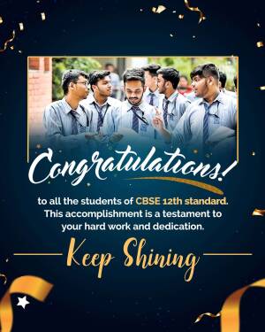 Congratulatory post for CBSE 12th standard students