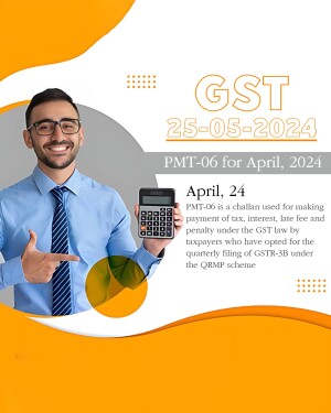 Man pointing to a calculator with GST challan information