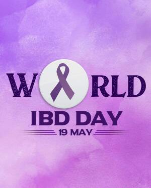 World IBD Day poster with purple ribbon and text