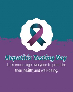 Purple and teal ribbon with text 'Hepatitis Testing Day'