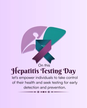 Image promoting Hepatitis Testing Day with a liver graphic and ribbon.
