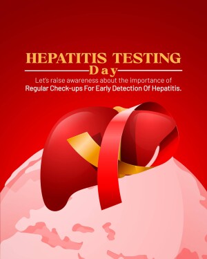 Image promoting Hepatitis Testing Day with a liver illustration and a red ribbon.