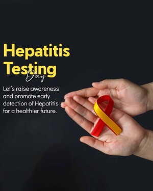 Hands holding a yellow and red ribbon for Hepatitis awareness