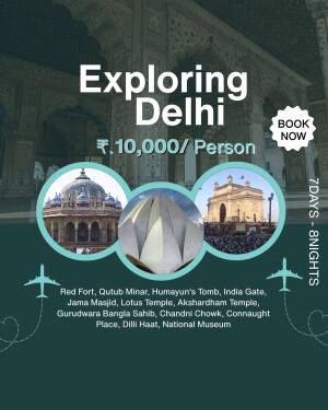 Delhi Tour Package Advertisement with Landmarks