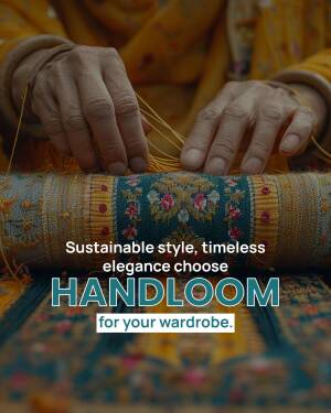 Close-up of hands weaving a colorful handloom textile