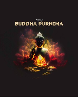 Illustration of Buddha with lotus flower for Buddha Purnima