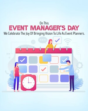 Illustration celebrating Event Manager's Day with people managing a calendar.