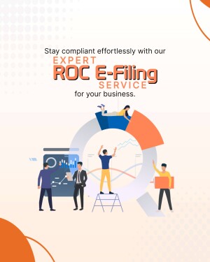 Illustration of people collaborating around a data chart promoting ROC E-Filing service.