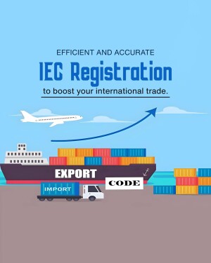 IEC Registration graphic with ship, plane, and containers
