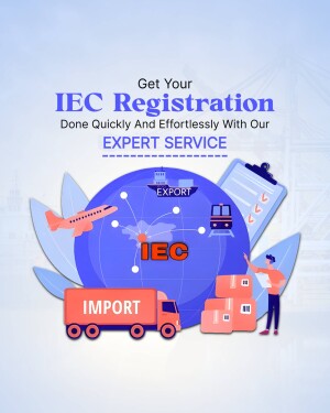 IEC Registration illustration with global trade elements