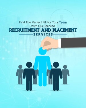 Illustration of a hand selecting a person from a group, representing recruitment services.