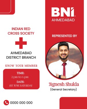 BNI Ahmedabad member Jignesh Shukla representing Indian Red Cross Society