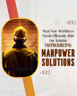 Worker with hard hat and safety vest, promoting outsourcing manpower solutions.