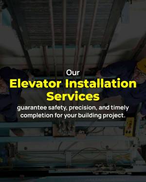 Two technicians installing an elevator in a building shaft