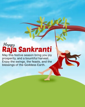 Illustration of a girl on a swing celebrating Raja Sankranti