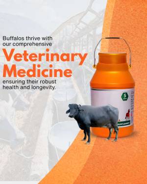 Veterinary medicine product with buffalo and milk can