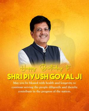 Portrait of Piyush Goyal with birthday wishes
