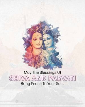 Image of Lord Shiva and Goddess Parvati with a blessing message