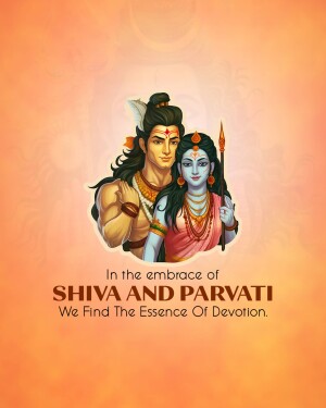 Illustration of Lord Shiva and Goddess Parvati in a loving embrace