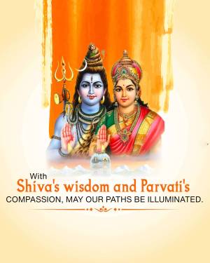 Image of Lord Shiva and Goddess Parvati with a motivational quote.